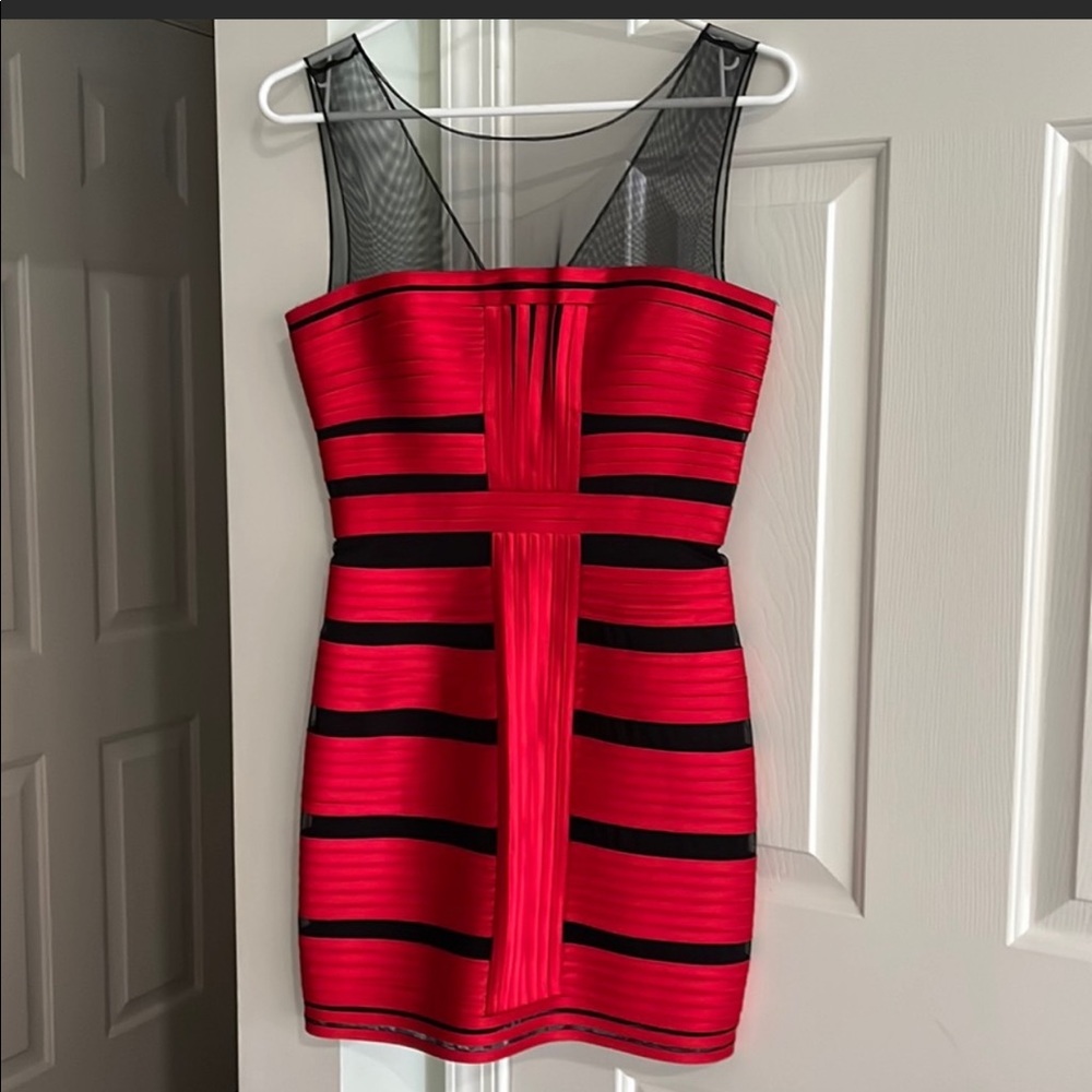 Red BCBG dress